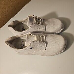 Nurse Mates Women's White Leather Lined Lace-Up Low Top Sneaker Shoes Size 6 W